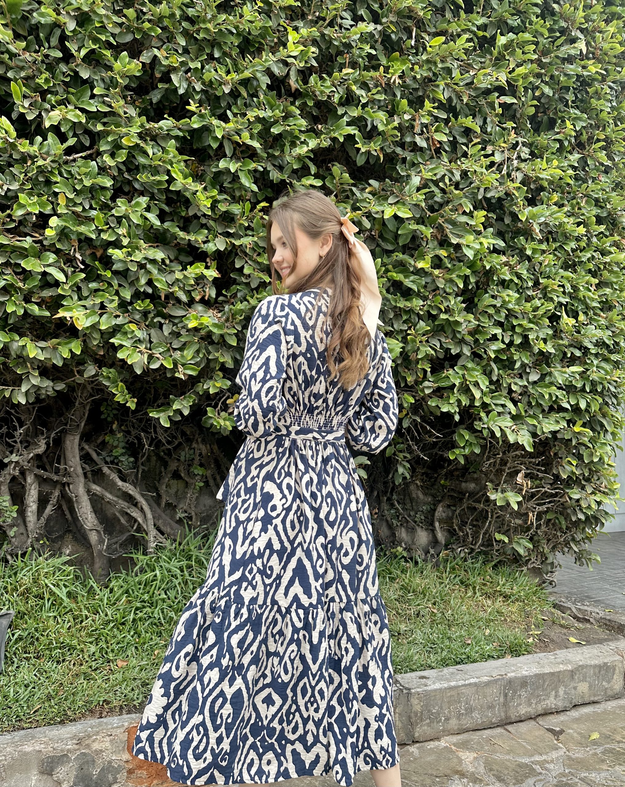 VESTIDO TOSCANA AZUL CON BEIGE - Imagen 5