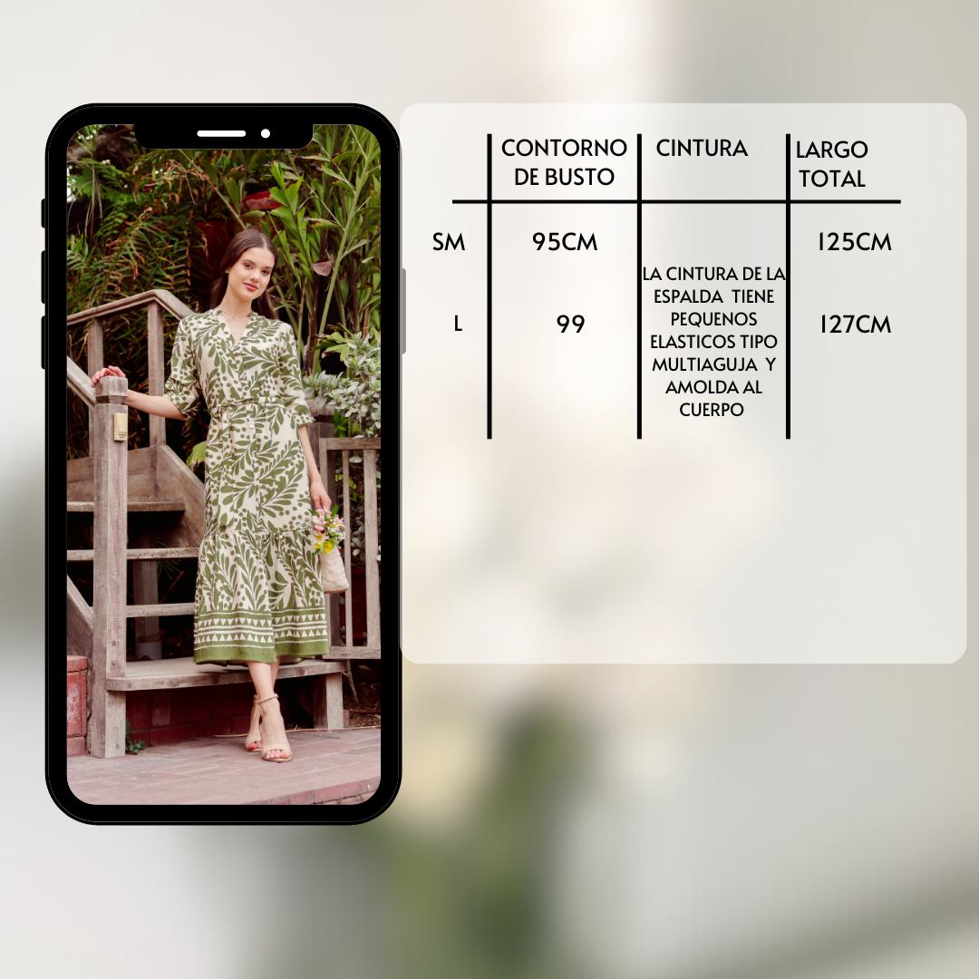 VESTIDO TOSCANA AZUL CON BEIGE - Imagen 6