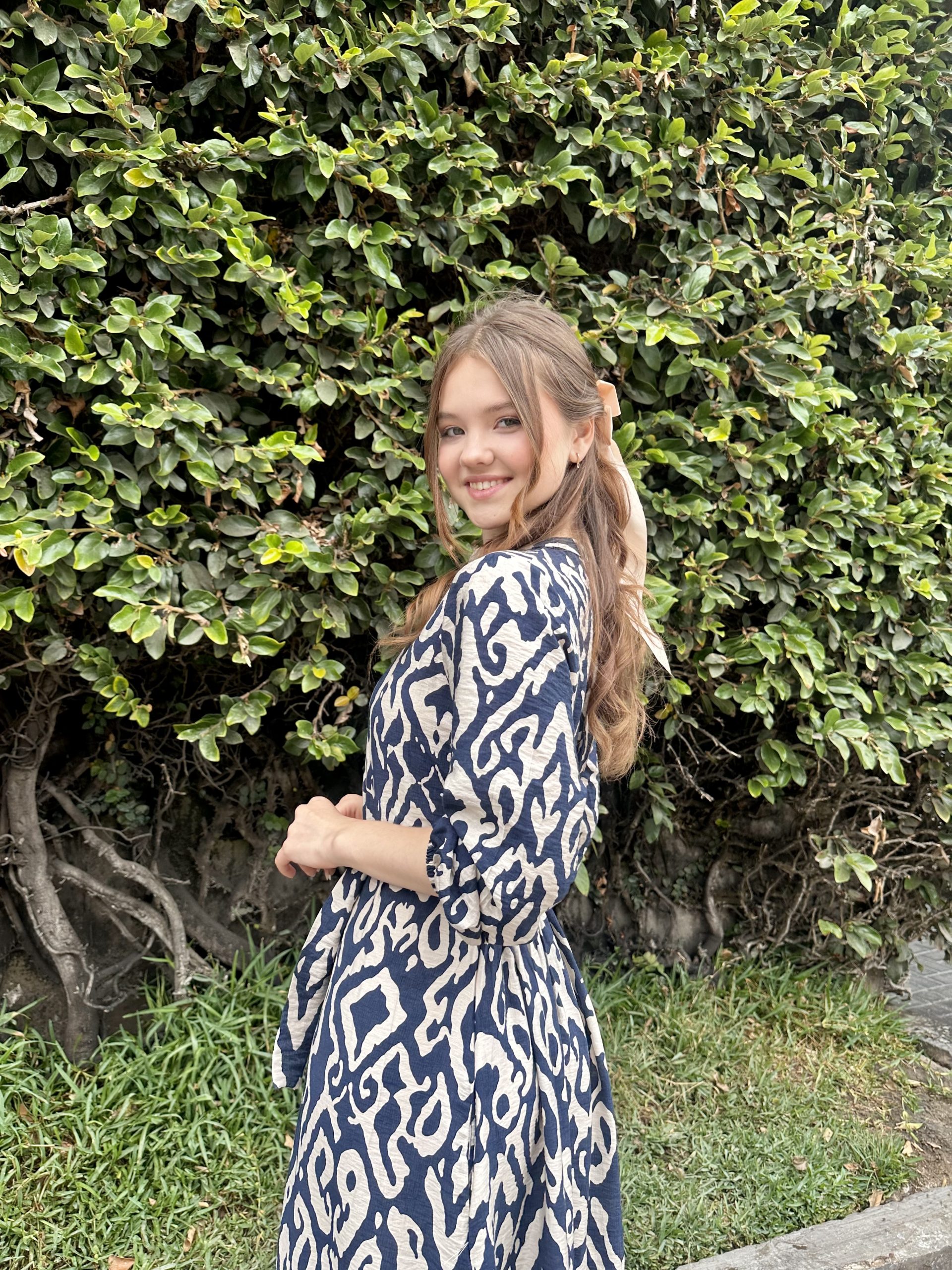 VESTIDO TOSCANA AZUL CON BEIGE - Imagen 4