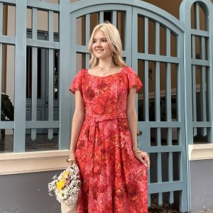 vestido santorini flores rojas